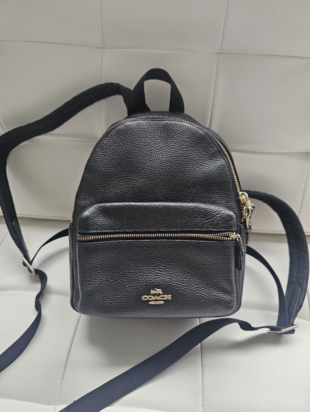 Authentic COACH Black Pebbled Leather Mini Backpack - Gold Hardware